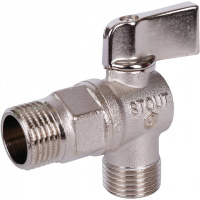 Кран шаровой потребительный угловой STOUT для бытовой техники 1/2" НН, никель