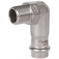 Угольник-переходник ВПр-НР, 18х1/2, из нержавеющей стали прессовой ROMMER