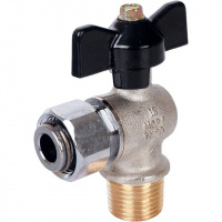 Кран шаровой угловой STOUT бабочка 1/2" Н, с накидной гайкой