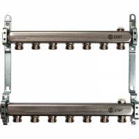 Коллекторная группа STOUT нержавейка 1"x3/4" EK -7 выходов, радиаторной разводки (без запорки)