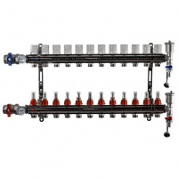 Коллекторная группа TIM KA латунь никель 1"x3/4" EK -12 выходов, с расходомерами (в полно сборе)