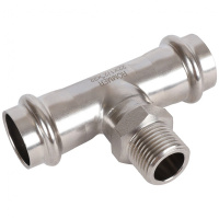 Тройник-переходник ВПр-НР, 22х1/2, из нержавеющей стали прессовой ROMMER