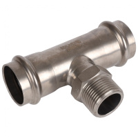 Тройник-переходник ВПр-НР, 28х3/4, из нержавеющей стали прессовой ROMMER