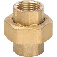 Американка ПРЯМАЯ резьбовая латунная (без прокладки) STOUT без покрытия 1/2" ВВ