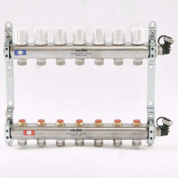 Коллекторная группа UNI-FITT 451I латунь 1"x3/4" EK на 7 выходов, в сборе без расходомера