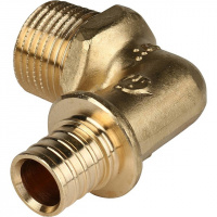 СА Угол резьбовой аксиальный для сшитого полиэтилена STOUT латунный Ø16х1/2" Н