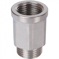 Удлинитель шестигранный резьбовой латунный STOUT никель 1/2"x1/2" ВН