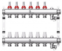 Коллекторная группа WESTER W902.6 нержавейка 1"x3/4" EK -6 выходов, с расходомерами