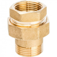 Американка ПРЯМАЯ резьбовая латунная (без прокладки) STOUT без покрытия 1" ВН