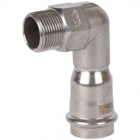 Угольник-переходник ВПр-НР, 28х3/4, из нержавеющей стали прессовой ROMMER