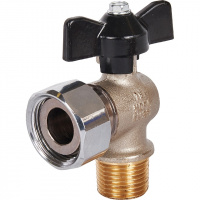 Кран шаровой с накидной гайкой угловой STOUT НР ручка бабочка 1/2x3