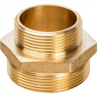 Ниппель переходной резьбовой латунный STOUT без покрытия 2"x11/2" Н