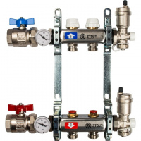 Коллекторная группа STOUT нержавейка 1"x3/4" EK -2 выхода, без расходомеров (краны + воздухо.)