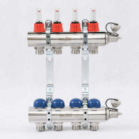 Коллекторная группа UNI-FITT 440E латунь 1"x3/4" EK на 4 выхода, с расходомерами (в полном сборе)