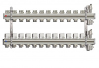 Коллекторная группа TIM KB латунь никель 1"x3/4" EK -12 выходов, без расходомеров (с возду. и слив.)