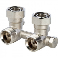 Узел-мультифлекс нижней подводки STOUT угловой, Н-образный, 3/4"х3/4"ЕК, с байпасом