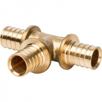 СА Тройник равнопроходной аксиальный для сшитого полиэтилена STOUT латунный Ø32х32х32 (5/15)