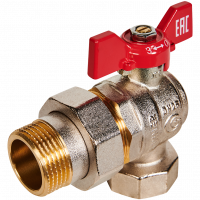 Кран шаровой с американкой угловой ROMMER бабочка 1" ВН NEW