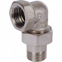 Американка УГЛОВАЯ резьбовая латунная (с прокладкой o-ring) STOUT никель 1/2" ВН