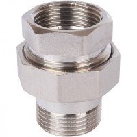 Американка ПРЯМАЯ резьбовая латунная (плоская прокладка) STOUT никель 1" ВН