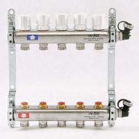 Коллекторная группа UNI-FITT 451I латунь 1"x3/4" EK на 5 выходов, в сборе без расходомера