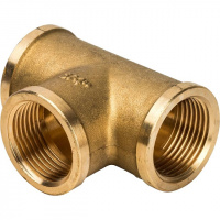 Тройник резьбовой латунный STOUT без покрытия 3/4" В