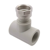 ППР Тройник с накидной гайкой полипропиленовый FV-PLAST серый Ø32x3/4"x32