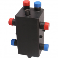 Коллектор распределительный стальной ROMMER 2 отопительных контура с гидравлич. разделителем 1"