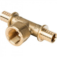 СА Тройник резьбовой аксиальный для сшитого полиэтилена STOUT латунный Ø16х1/2" В