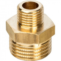 Ниппель переходной резьбовой латунный STOUT без покрытия 1/2"x1/4" Н
