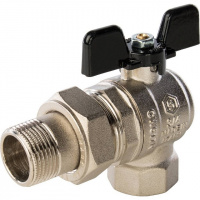 Кран шаровой с американкой угловой STOUT бабочка 3/4"