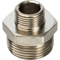 Ниппель переходной резьбовой латунный STOUT никель 3/4"x3/8" Н