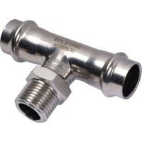 Тройник-переходник ВПр-НР, 18х1/2, из нержавеющей стали прессовой ROMMER