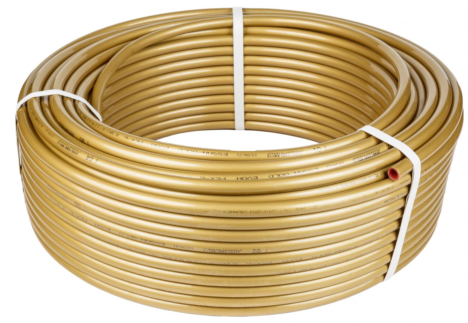 Труба из сшитого полиэтилена ESSAN GOLD EVOH PEX-b Ø16х2,2, ГОСТ32415-2013 (золотая)