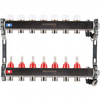 Коллектор из нержавеющей стали ROMMER с расходомерами, с клапан вып. воздух и слив, 7 выход ROMMER