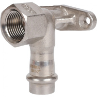 Угольник настенный с креплением ВПр-ВР, 15х1/2, из нержавеющей стали прессово ROMMER