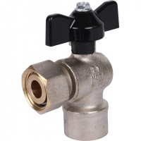 Кран шаровой угловой STOUT бабочка 1/2" В, с накидной гайкой