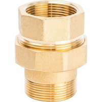 Американка ПРЯМАЯ резьбовая латунная (без прокладки) STOUT без покрытия 11/2" ВН