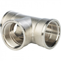 Тройник резьбовой латунный STOUT никель 11/4" В