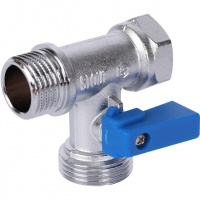 Кран шаровой потребительный STOUT для стиральных и посудомоечных машин 1/2"х3/4"х1/2", никель