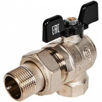 Кран шаровой с американкой угловой STOUT бабочка 3/4" ВР/НР