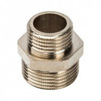 Ниппель переходной резьбовой латунный STOUT никель 1/4"x1/8" Н