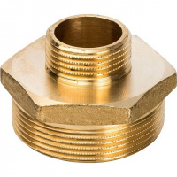 Ниппель переходной резьбовой латунный STOUT без покрытия 2"x1" Н