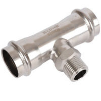 Тройник-переходник ВПр-НР, 28х1/2, из нержавеющей стали прессовой ROMMER