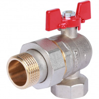 Кран шаровой с американкой угловой ROMMER бабочка 1" ВН