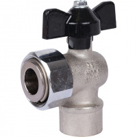 Кран шаровой угловой STOUT бабочка 1/2"х3/4" В, с накидной гайкой