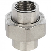 Американка ПРЯМАЯ резьбовая латунная (без прокладки) STOUT никель 1/2" ВВ