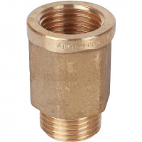 Удлинитель шестигранный резьбовой латунный STOUT без покрытия 1/2"x1/2" ВН