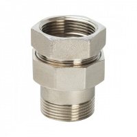 Американка ПРЯМАЯ резьбовая латунная (с прокладкой o-ring) STOUT никель 3/8" ВН