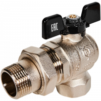 Кран шаровой с американкой угловой STOUT бабочка 1" ВР/НР